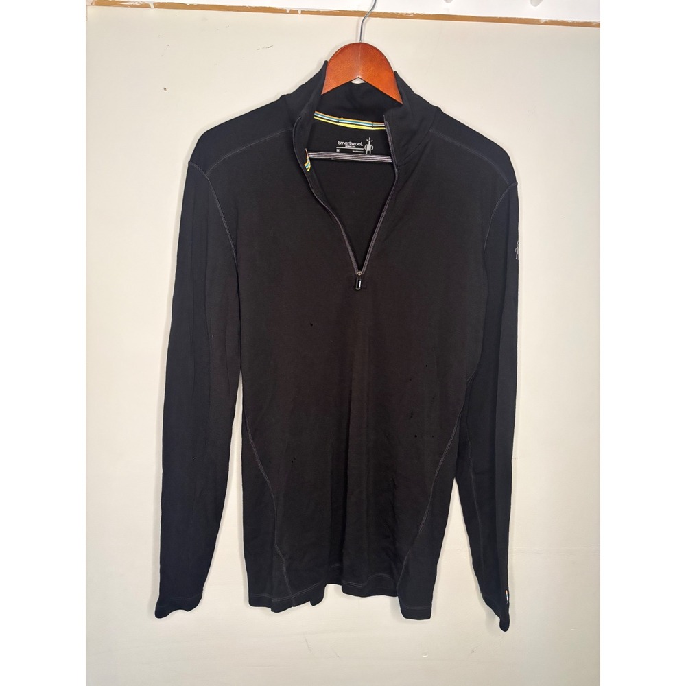 Smartwool Merino 250 Quarter Zip Base Layer Black Mens Medium Wool